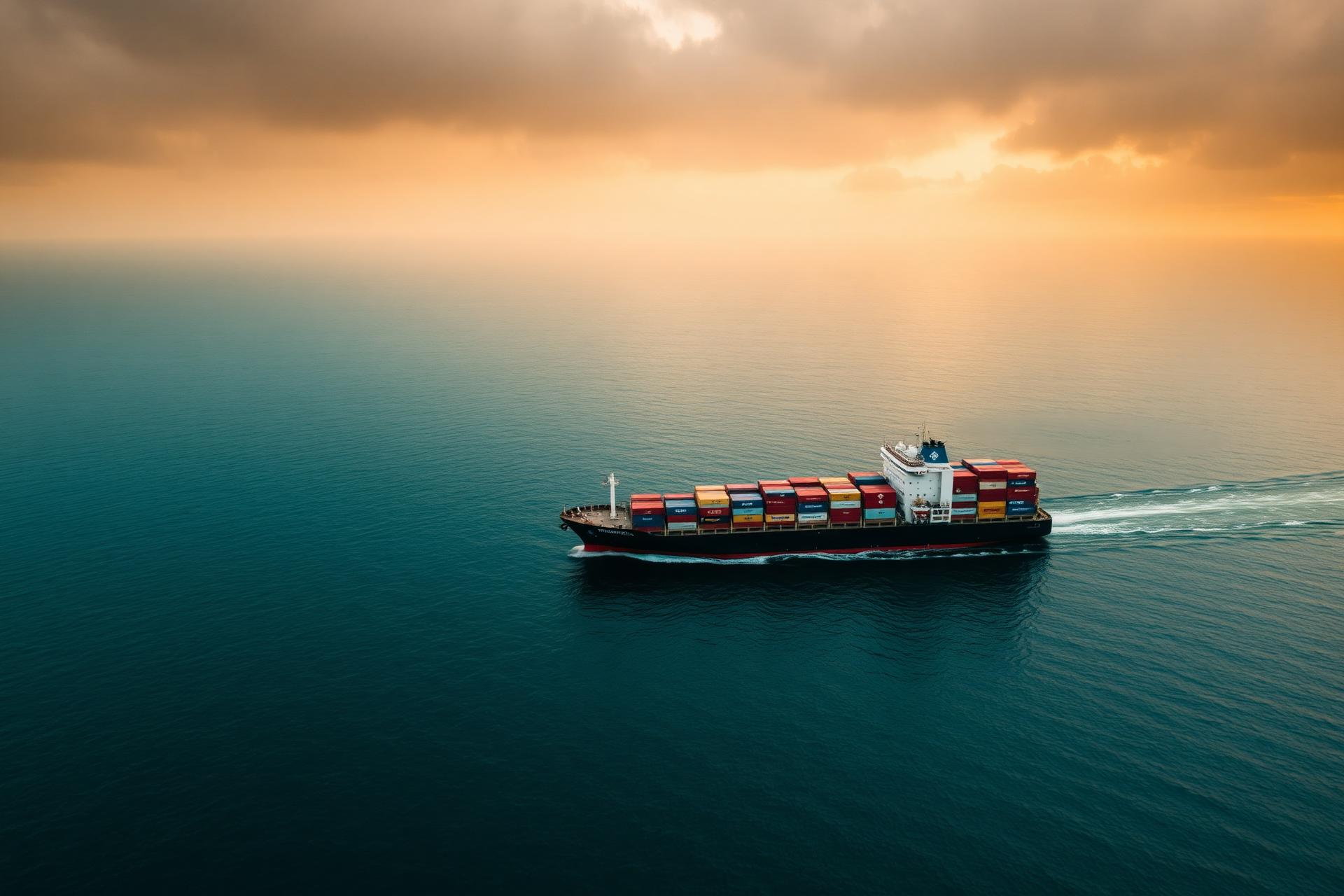 Cargo ship at sea